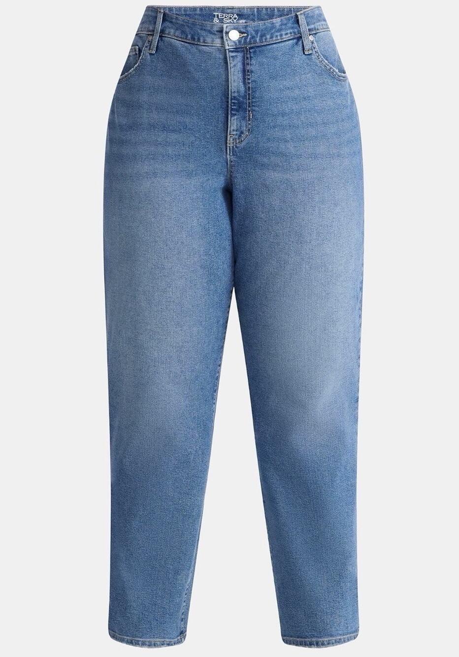 Terra & Sky Womens Plus 24W Petite High Rise Straight Leg Jeans Light Wash NWT